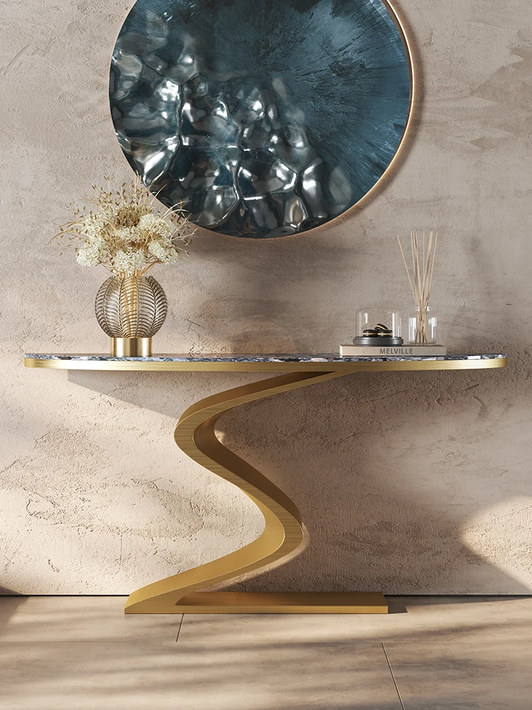 

Curvaceous light luxury entrance door is opposite the door table high-end wall narrow table hotel corridor porch table