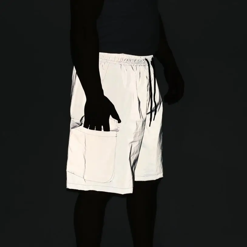 White Reflective Cargo Shorts 4
