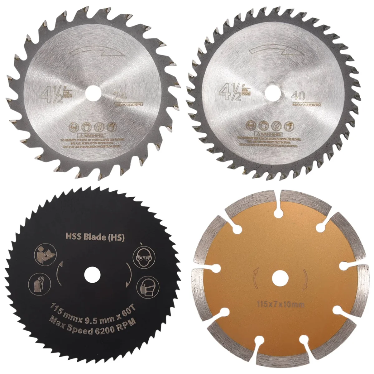 

115X10mm Multi-Function Carbide Saw Blade Set of 4 Plastic Cutting Blade Circular Saw Blade