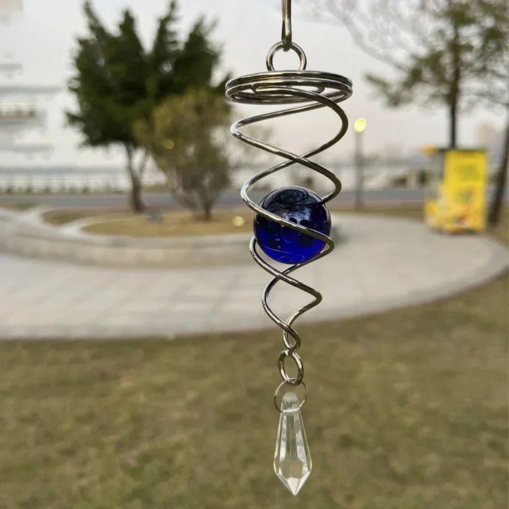 1x Spiral Wind Chime Ball Wind Spinner Pendants Rotating Hook Nursery Garden Yard Home Wall Hanging Decorations Outdoor 6