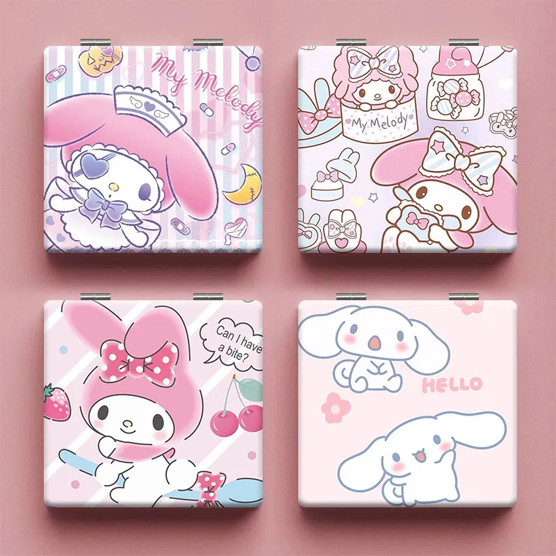 

Sanrio My Melody Cinnamoroll Kawaii аниме принт персонажа Женщины Студент Портативный Макияж Мини складной двусторонний маленький зеркало