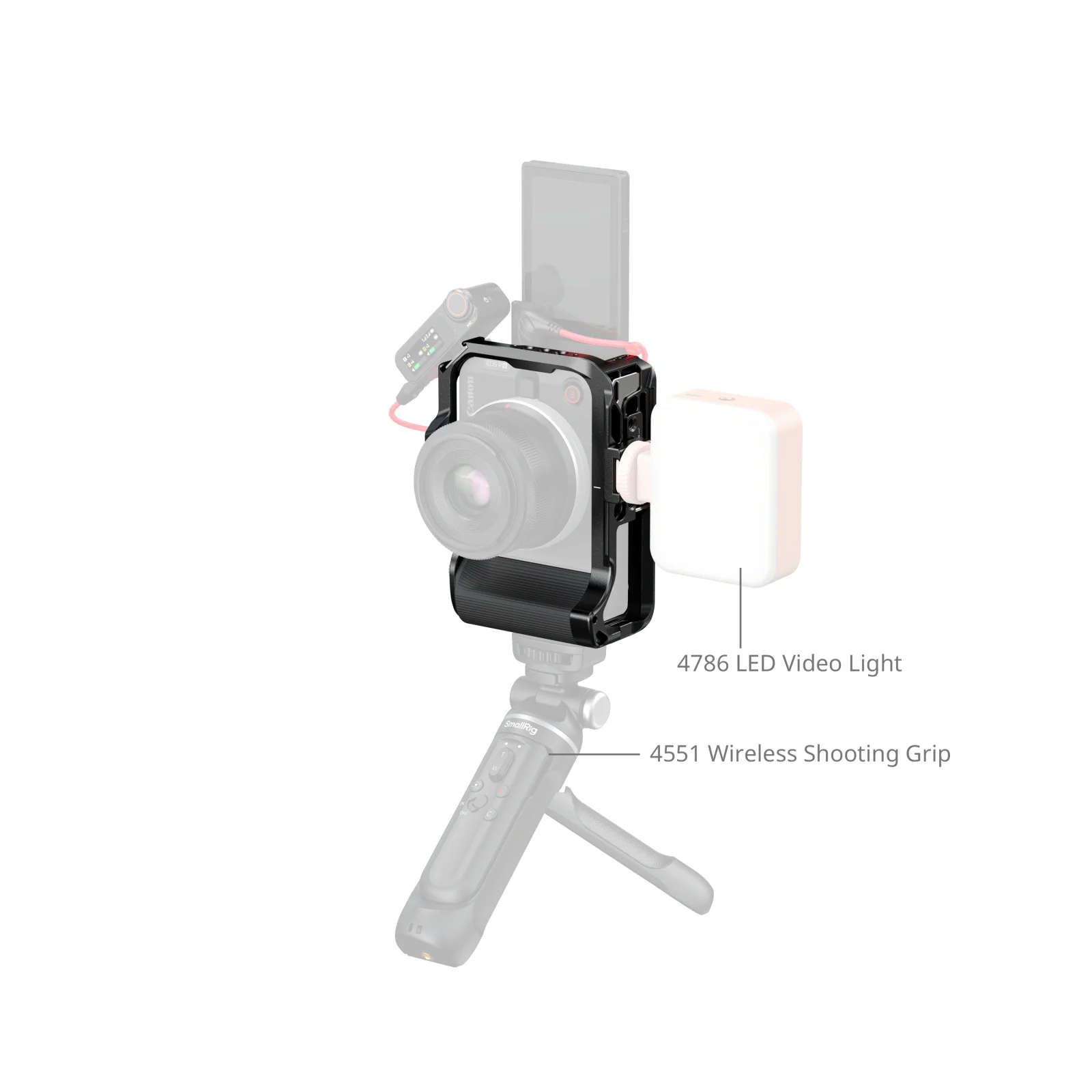 R50 V Cage Kit for Canon EOS R50 V Black with Silicone Handle Cable Clamp Built-