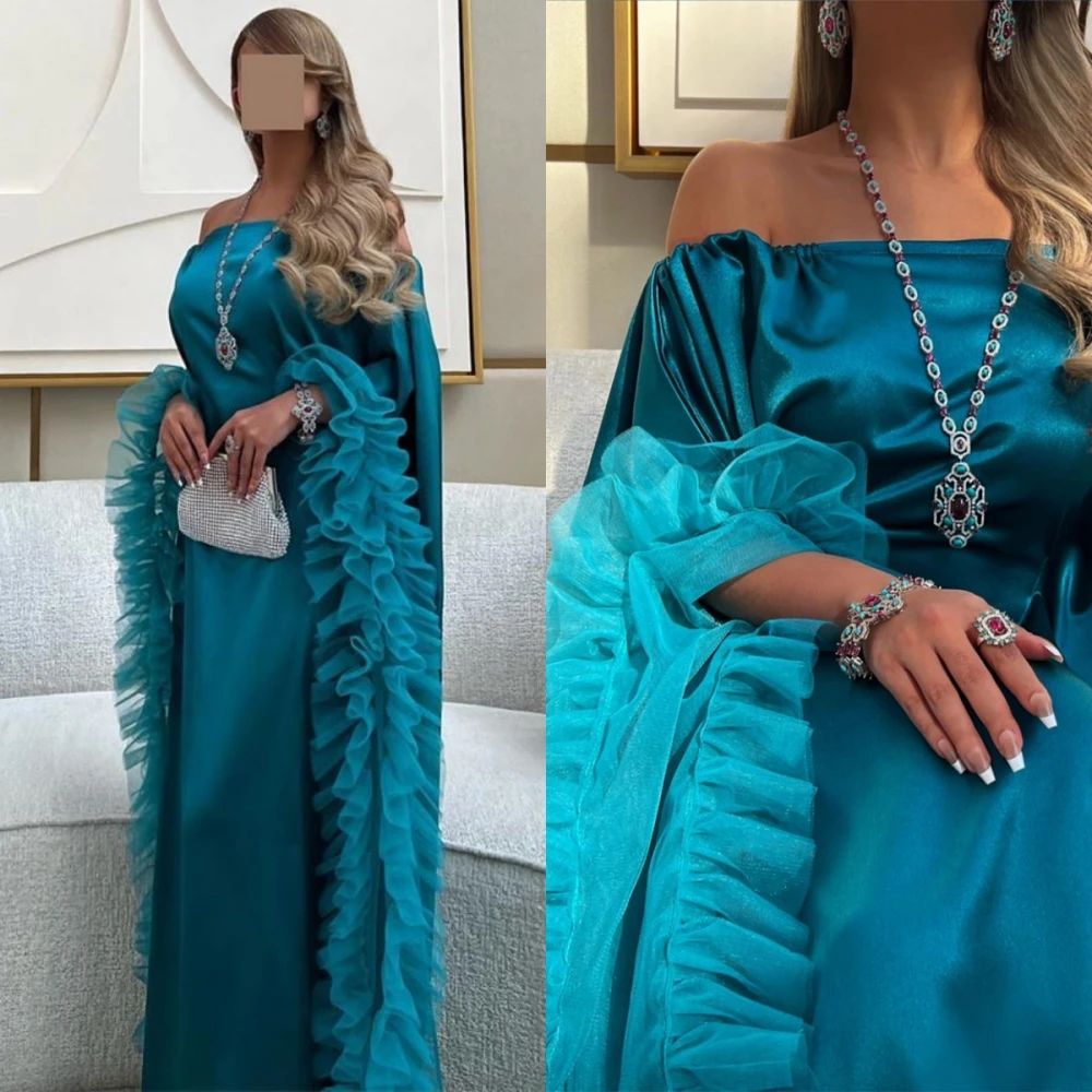 

Prom Dresses Eleagnt Ruched Sheath Off the Shoulder Party Dress Floor Length Long Sleeve Formal Evening Gowns robe femme soirée