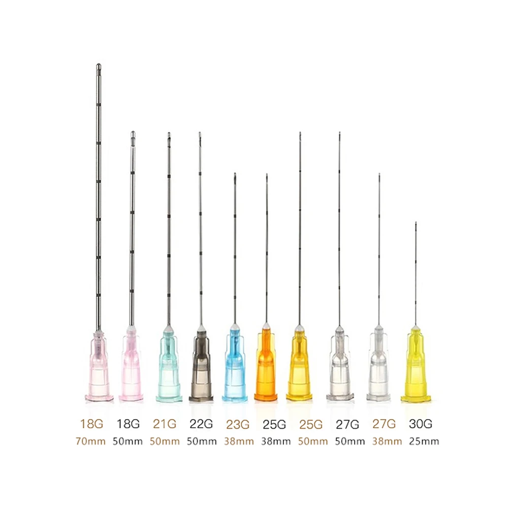 10/50 pcs Micro Cannula Sterile Medical Fine Needle 14g 16G 18G 22G 25G 38mm 50mm 70mm Blunt Cannula For Dermal Fillers