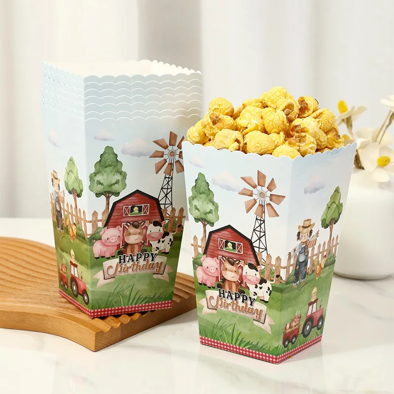 12 Stück Geschenkboxen Mit Bauernhof-Kuh-Motiv - Für Süßigkeiten, Kuchen & Party-Deko