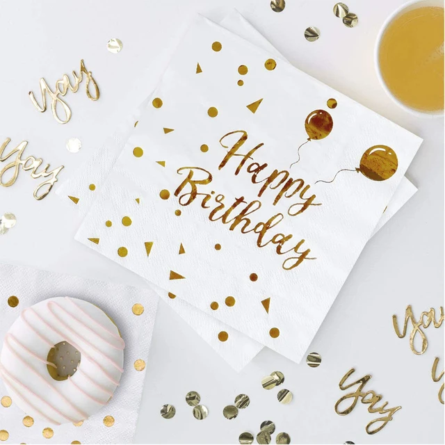 Serviettes Joyeux anniversaire - Effet kraft - lot de 20