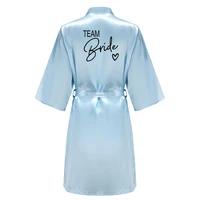 Robe de mariée d'équipe de fête de mariage avec lettres noires, pyjama Kimono en Satin, peignoir de demoiselle d'honneur SP003 6