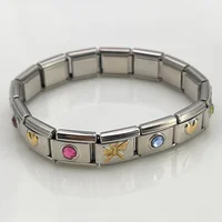 Single Colorful Round Heart Zircon Italian Charm Bracelet Stainless Steel Elastic Link Chain For Woman Party DIY Making Jewelry 2