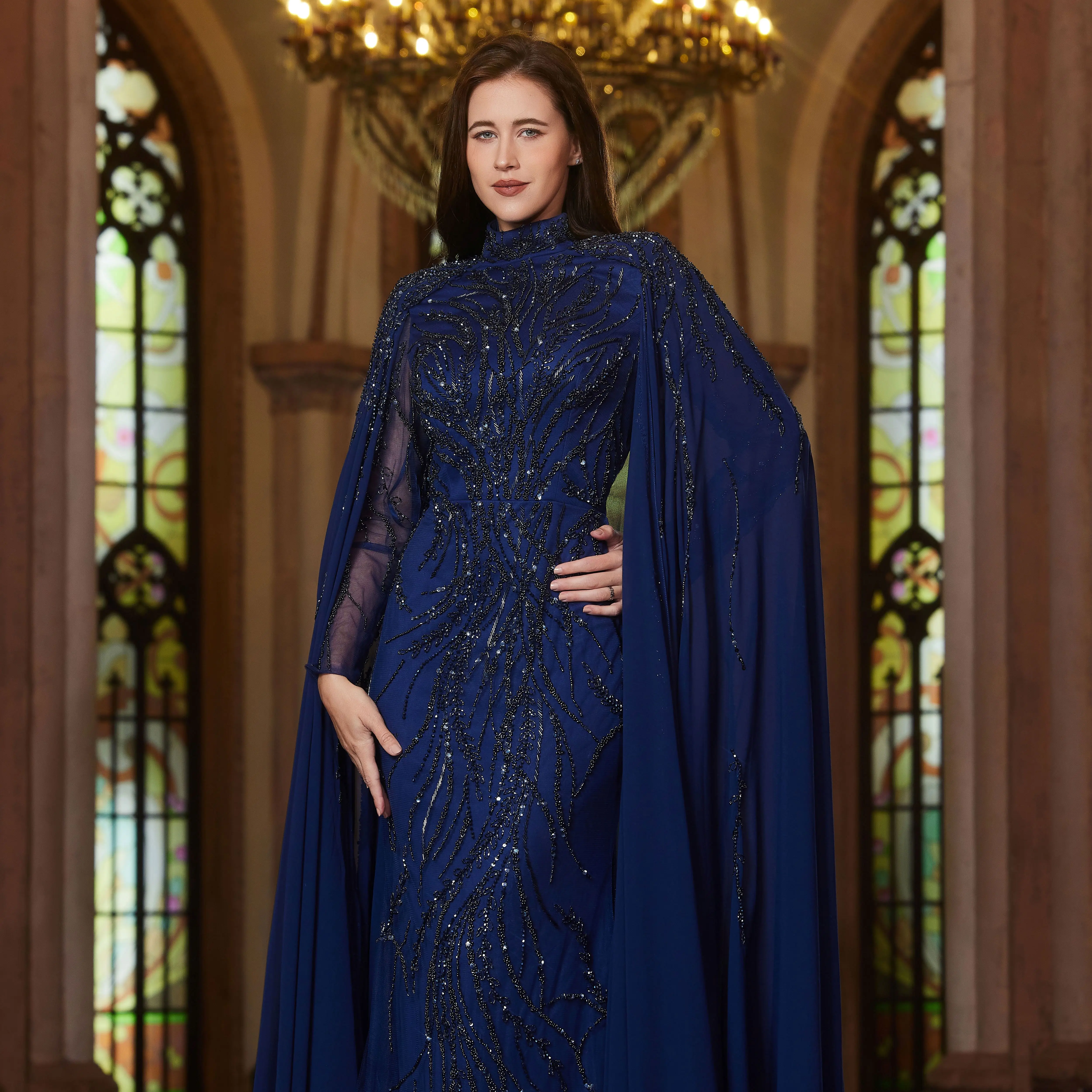 green emerald velvet dress Alice CollectionPro Dubai Arabic Champagne Long Evening Dress 2024 Women's Prom  Evening Dresses Gown with Cape Luxury Customized