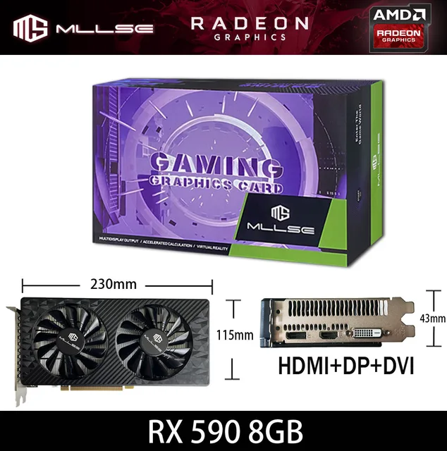 MLLSE AMD RX 580 8GB RX 590 8GB Placa De Video 2048SP Gaming