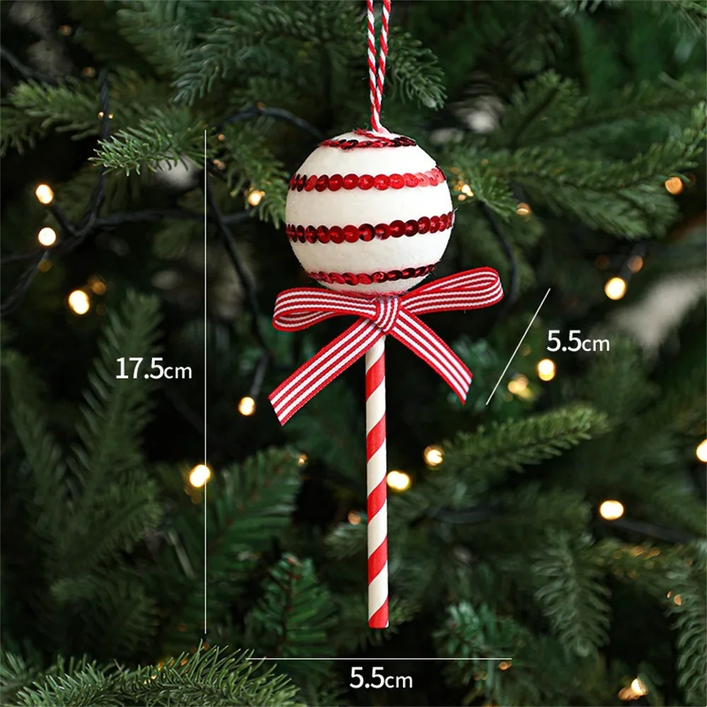thumbnail image 1 of 1/6 piezas de piruleta navideña con colgante de bastón de caramelo, bola colgante para árbol de Navidad, adornos navideños para el hogar, regalo de Año Nuevo 2024, 1 of 5