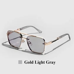 Vintage Men's Full Frame Polarized Sunglasses with UV400 Protection (Gold light gray)