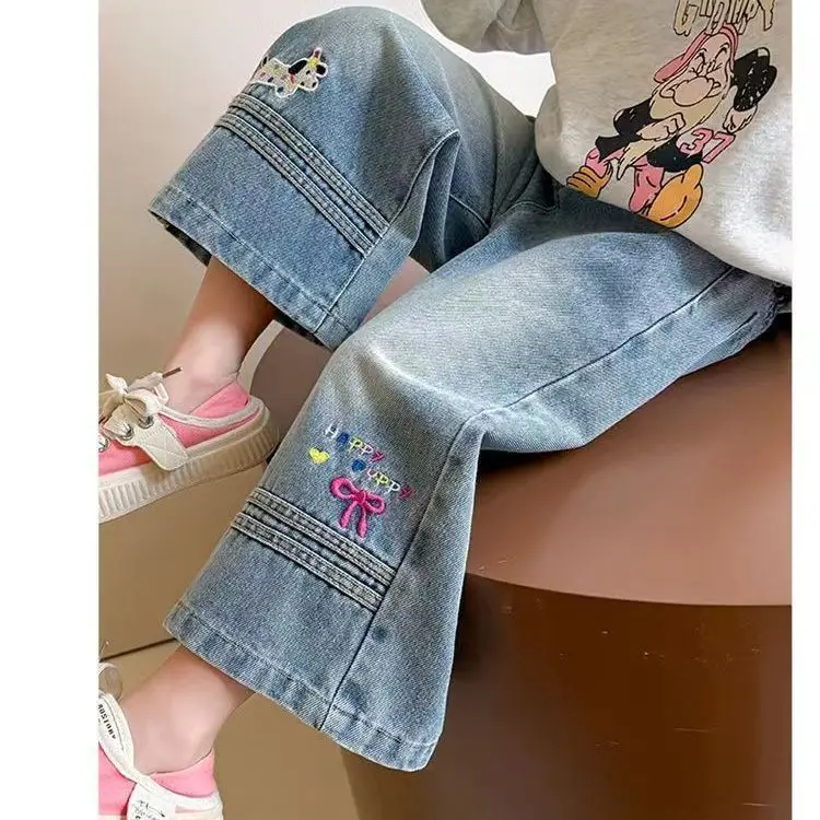 Rainbow puppy straight-leg pants - as pictured