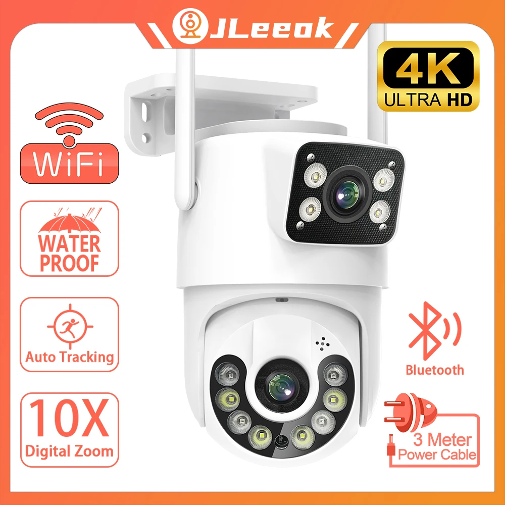

Камера Наружного видеонаблюдения JLeeok 4K, 8 Мп, PTZ, Wi-Fi, угол обзора 120 °
