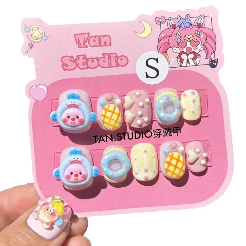 

Kawaii cartoon loopy hand-made wearable nails girly heart cute design three-dimensional graffiti hand-painted beaver nail art