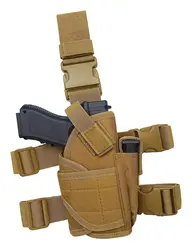 Enhanced Tactical Drop Leg Pistol Holster, Right Hand Adjustable (Khaki)