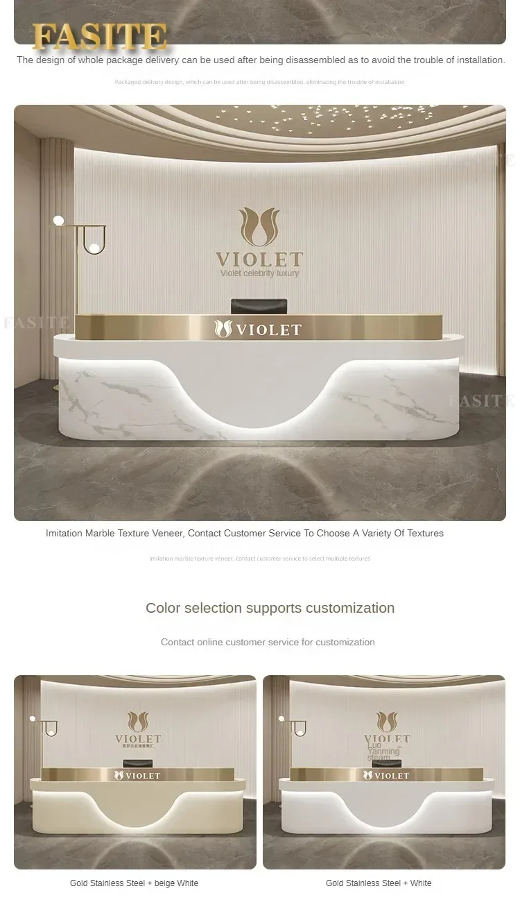 Office Mobile Store Reception Desks Modern Podium Beauty Salon Luxury Front Desk White Reception Furniture