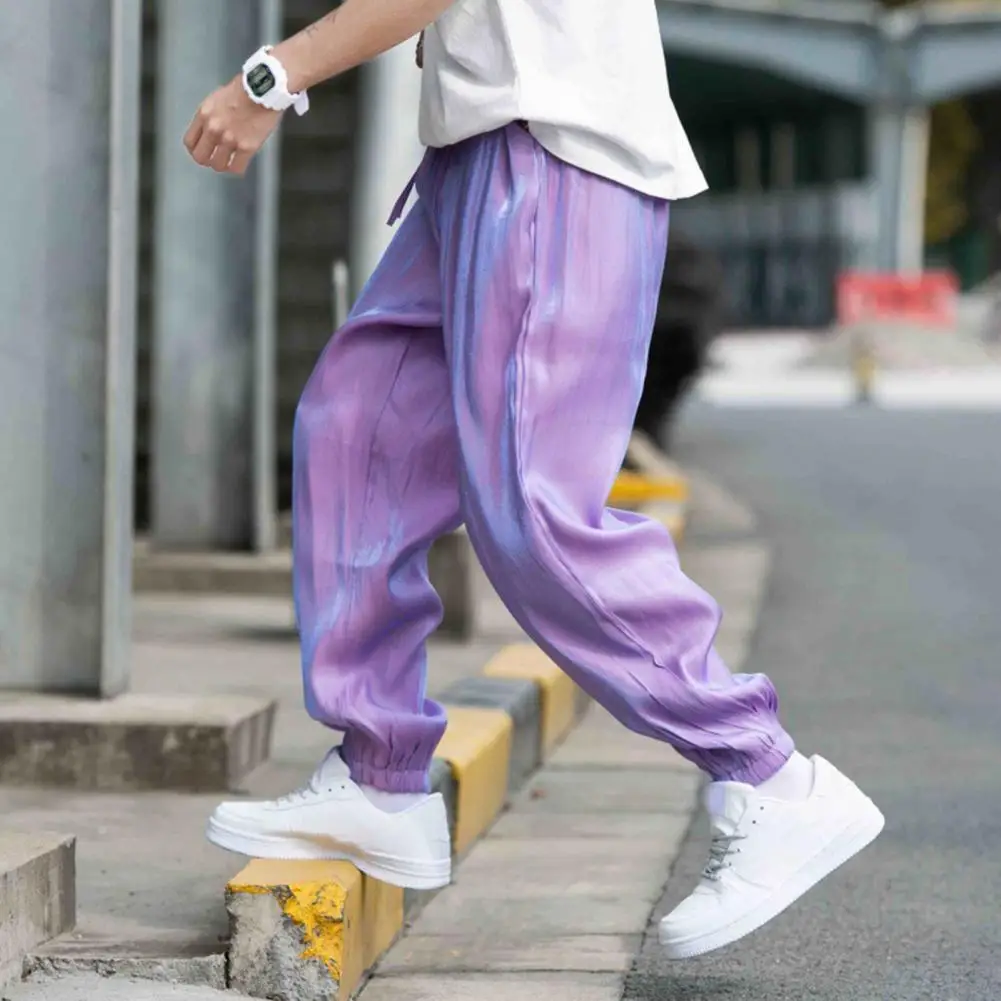 

Ice Silk Men Sweatpants Men Baggy Joggers Thin Casual Outdoor Sports Sweat Pants Straight Casual Men Trousers Loose Harem Pants