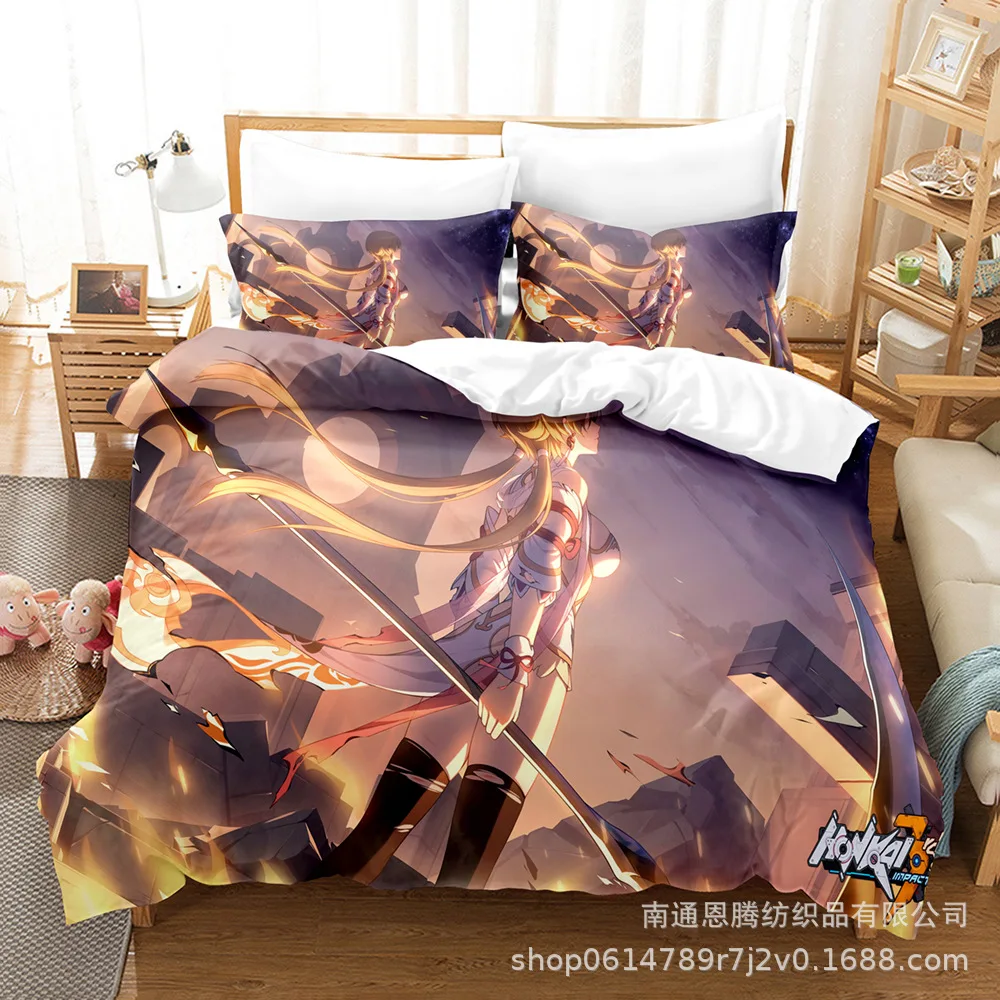 Honkai Impact 3 Bedding Set Single Twin Full Queen King Size Kawaii Girl Bed Set Aldult Kid Bedroom Duvetcover Sets 3D Print 019