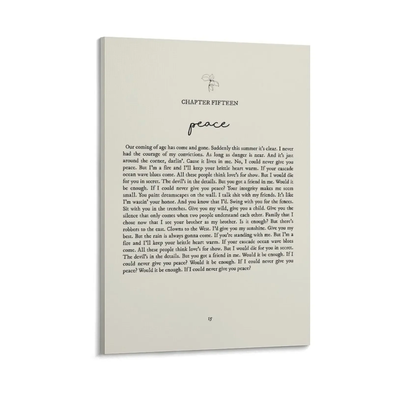 

Peace Lyrics Canvas Painting decorative pictures for the room Decoration pictures room wall