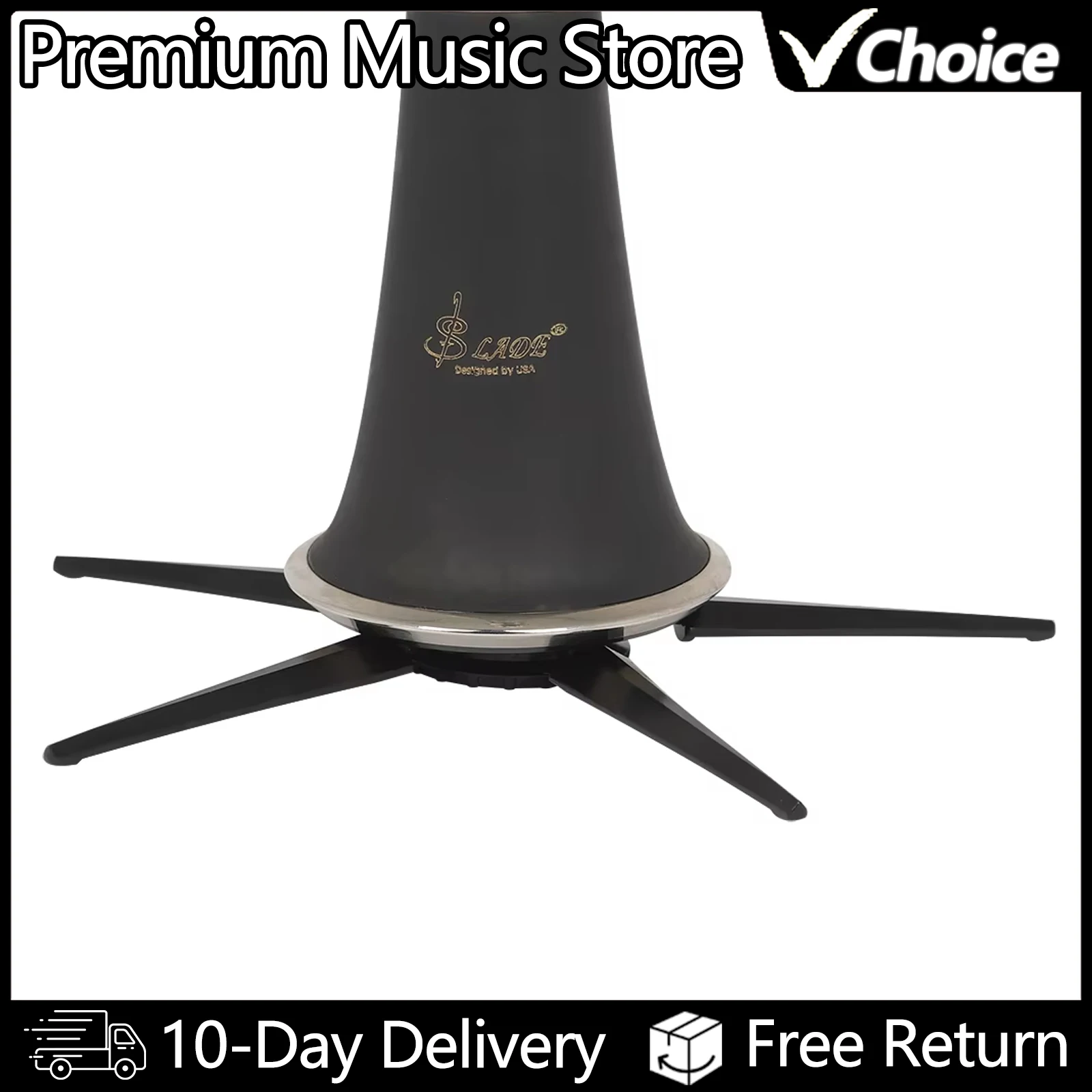 SLADE Portable Foldable Clarinet Stand – Black Metal Support