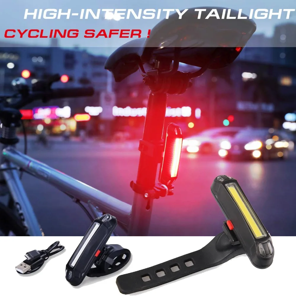 Led Usb Ricarica Mountain Bike Fanale Posteriore Avvertimento Di Sicurezza Fat Bicycle Rear Night Riding Cob Lights Ride Luz De Bicicleta La Bici