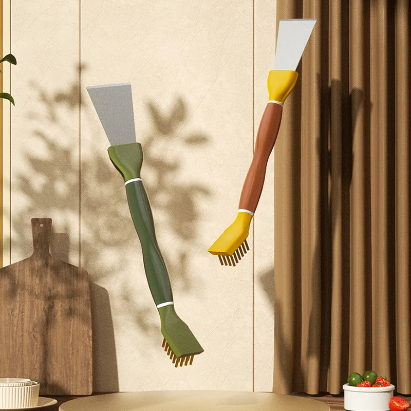 

Double Head Cleaning Shovel, Kitchen Cleaning Brush, Stove Gap Multifunctional Oil and Rust Removal Tool, Range Hood Scraper