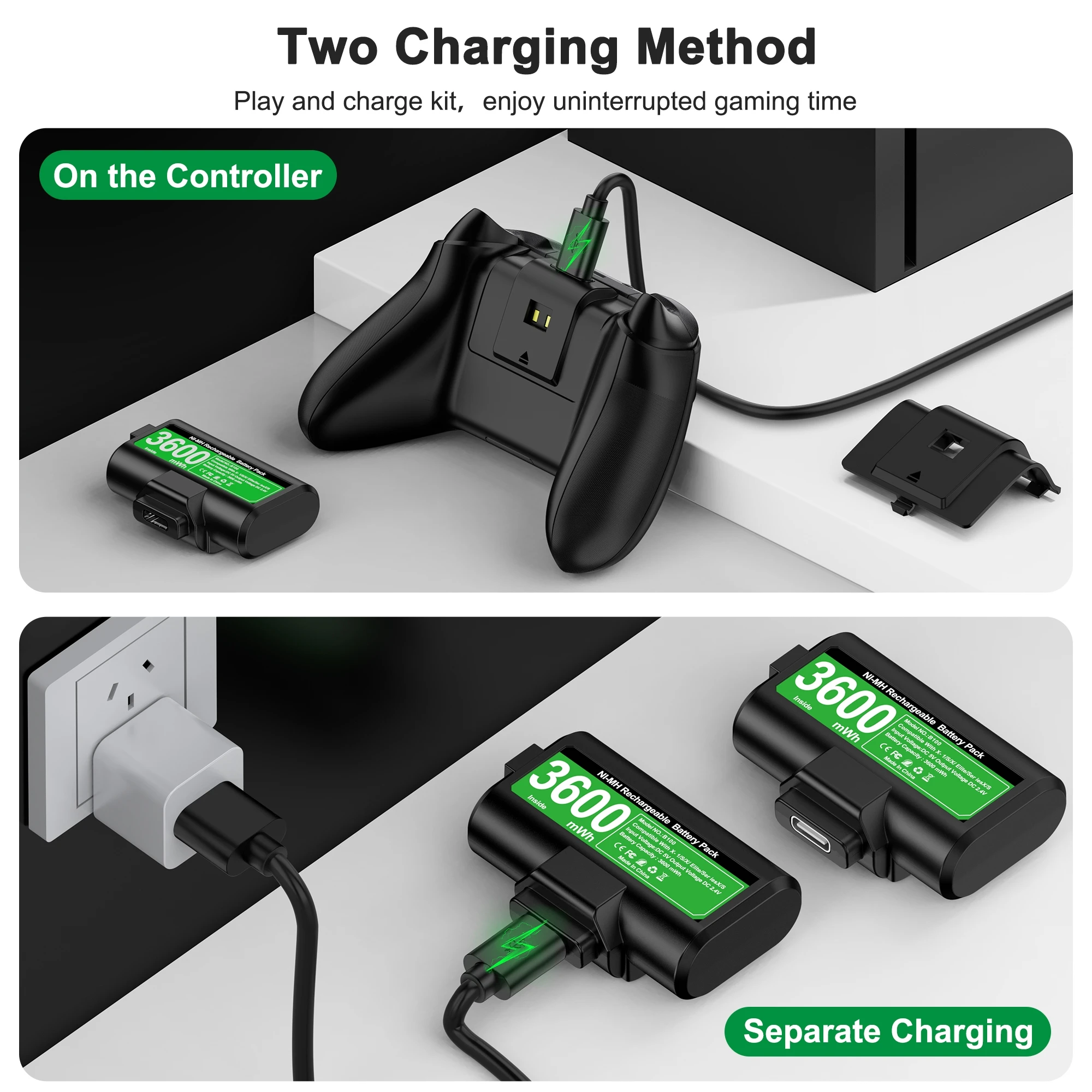 Rechargeable Battery Pack for Xbox Controllers