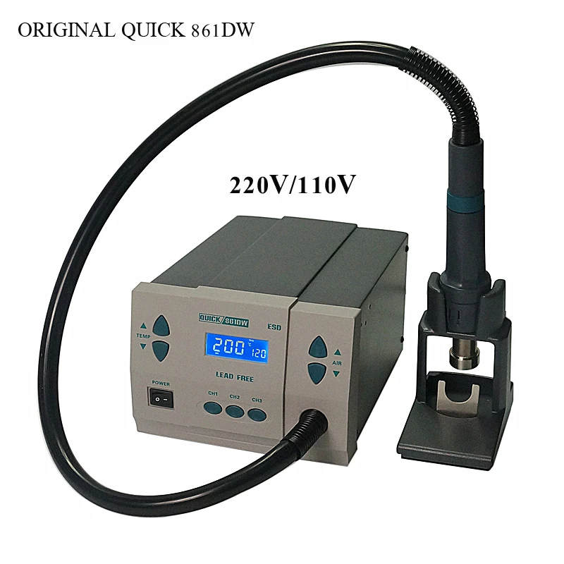 QUICK 861DW Hot Air Rework station ESD Lead-free Heat Gun soldering  For Phone PCB Repair t245 c115 soldering iron tips lead free heating core compatible sugon aifen aixun gvm soldering station handle hand tools