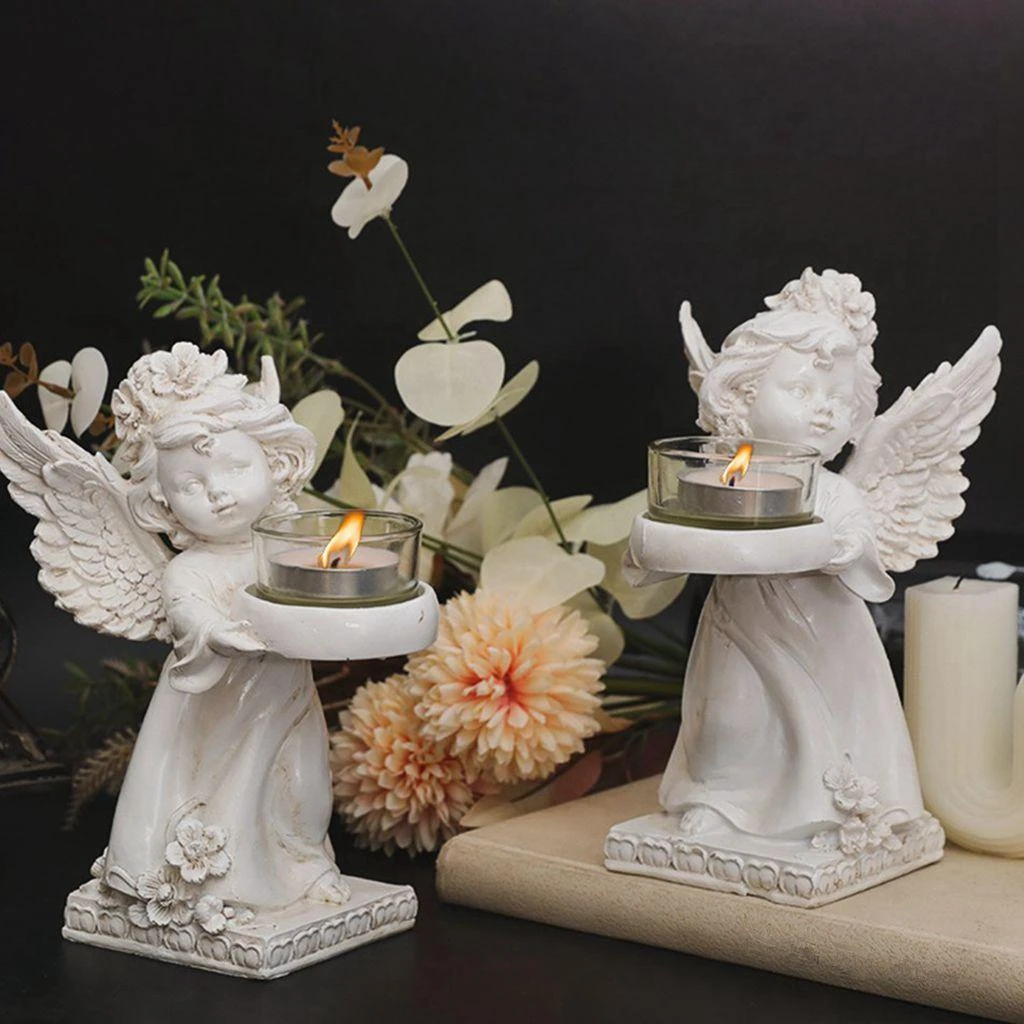 Rotating Angel Tealight Holder Partylite Angel Candle Holder Resin