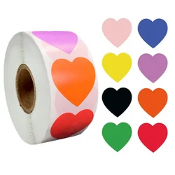 Round Heart Handmade Stickers - 1 - inch Black, White, and Pink Paper Decorations for Scrapbooking and Gifts (Colorful 1)