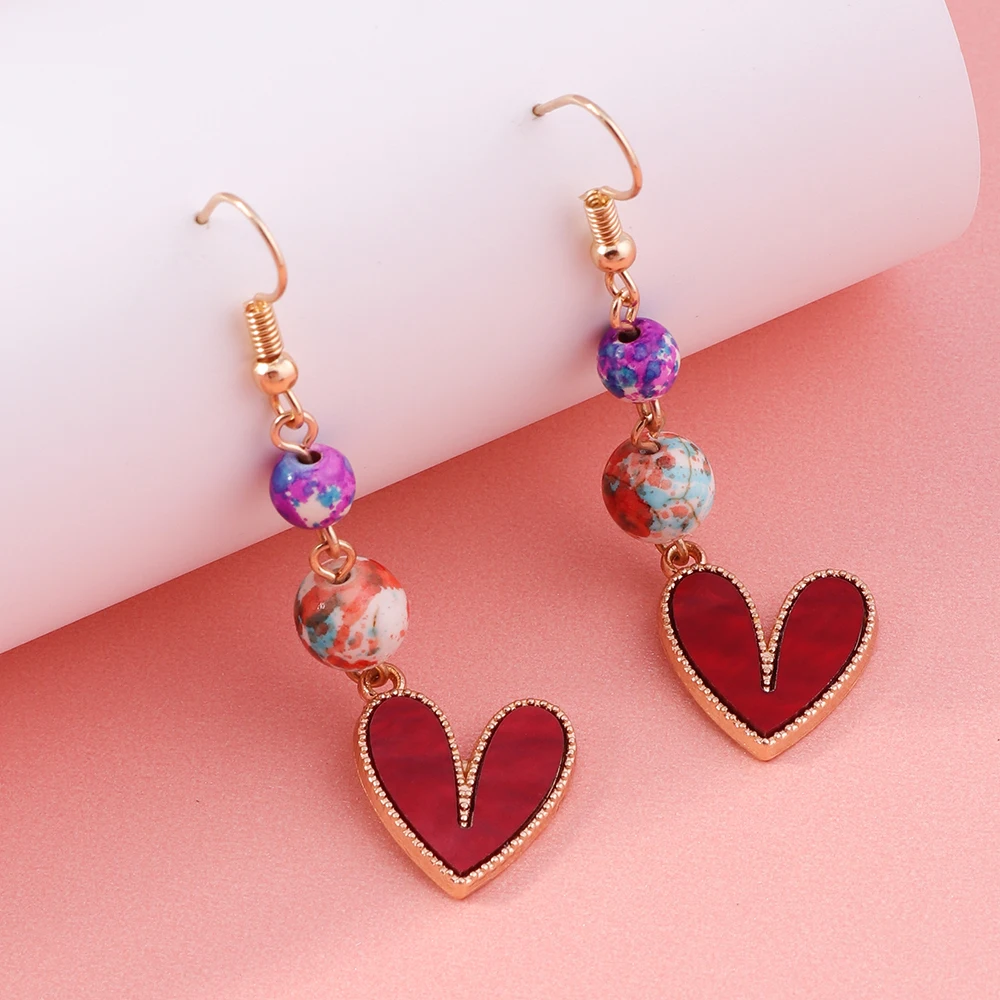 Aihua Einfache Design Liebe Herz Baumeln Ohrringe für Frauen Gold Farbe Kreis Vintage Pfirsich Tropfen Ohrring Mädchen Partei Schmuck Geschenke – Detail 9