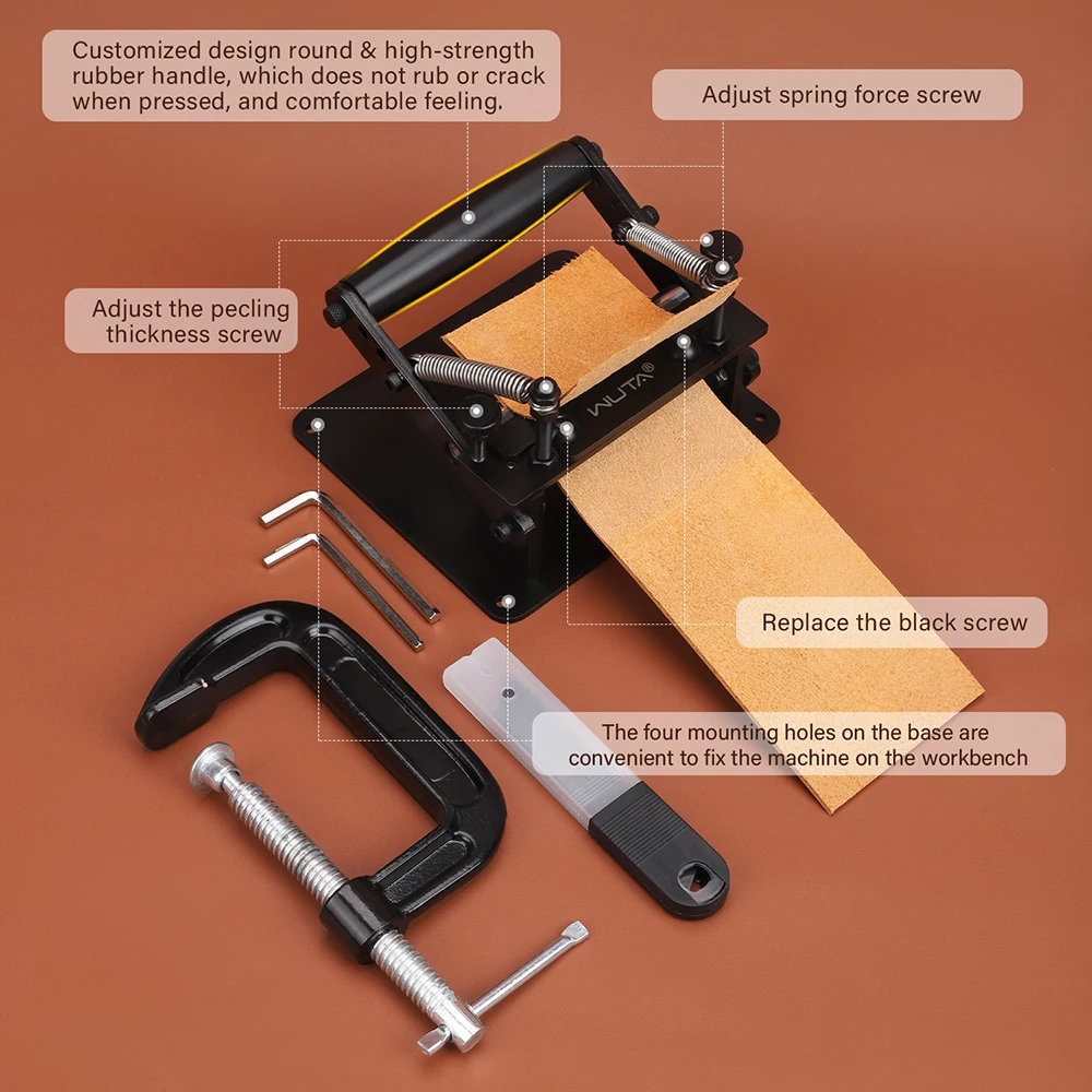 Description Picture 4 of itemWUTA Manual Leather Skiving Machine Strip Belt Thinning Skiver Splitter Cowhide Leather Peeling Machine DIY Strap Cutting Tools