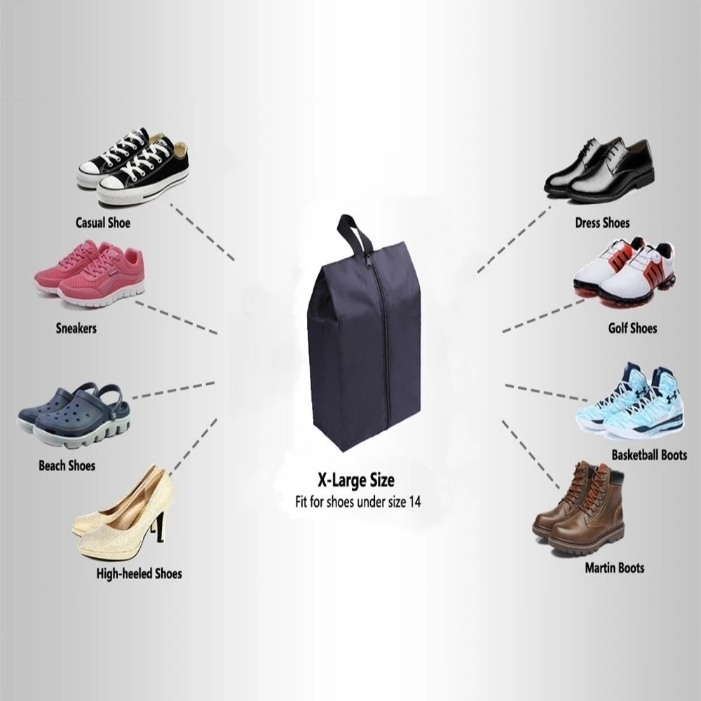 2/4-Pack Portable Waterproof Nylon Shoe Bags – Zippered Travel Organizer 2