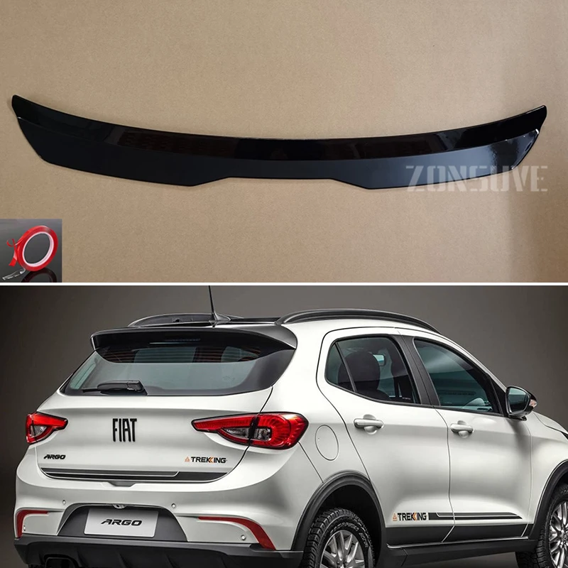 For Fiat Argo Roof Spoiler Rear Wing Body Kit Accessories Abs Plastic Suv Hatchback Universal Gloss Black