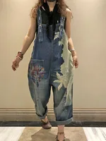 AmaxluluE 2025 Females Fashion Overalls Ladies Summer Printed Denim Pantalons Vintage Casual Jeans Womens Loose Vintage Trousers - Image 5