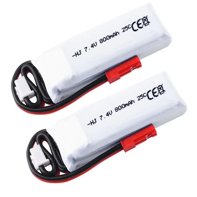 7.4V 800mAh 25C Lipo Battery For  WLtoys K989 RC Car K969 K979 K999 P929 P939 Toy Cars Spare Parts 7.4V Batteries JST Connector 6