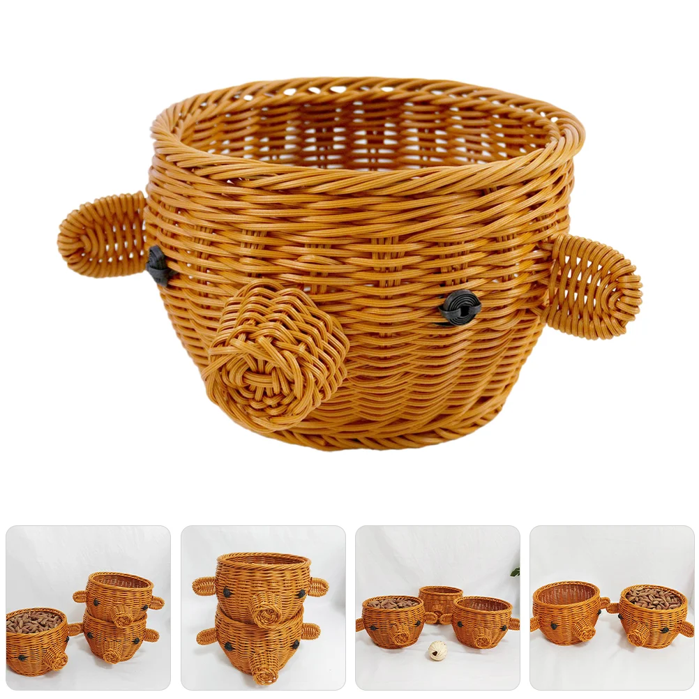 

Multipurpose Storage Basket Imitation Rattan Fruit Basket Desktop Dandy Basket