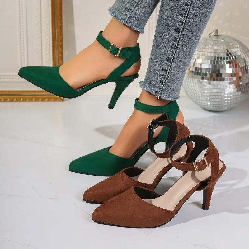 2024 Hot Selling High Heel Toe Sandals Women's Ankle Buckle Sandals Sexy High Heels Party Shoes Pointed Toe High Heels for Women 4