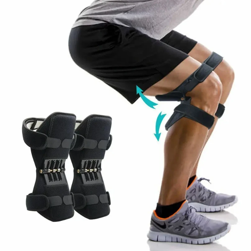 Sport joint patella power lift knee braces elderly walking support protect fixed booster breathable rebound spring knee