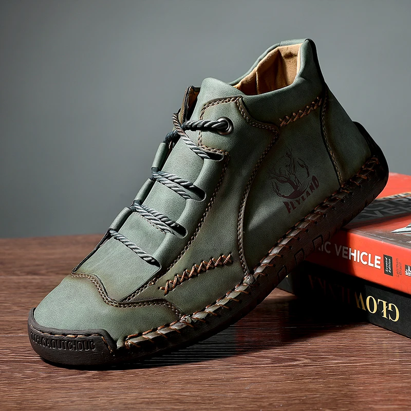 SKINDEEP Outdoor Men's Snow Boots Cotton Warm Winter Shoes Casual Leather Shoes Men's Ankle Boots
