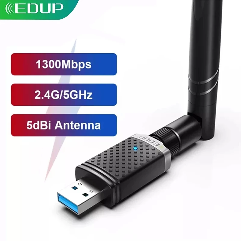 EDUP 1300M USB3.0 Wireless Network Card WiFi Adapter 2.4G & 5G Dual Band Portable Stable Signal Adapter for PC Desktop Laptop 