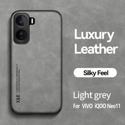 Luxurious PU Leather Magnetic Shockproof Phone Case with Metal Plate for VIVO iQOO Neo 11 (GRAY)