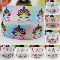 22mm 25mm 38mm Ruban satin Sleep Unicorn Cartoon Character printed Grosgrain Ribbon for Party Gift Decoration Material 10 Yards