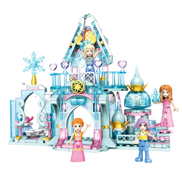 Girl Toy Assembling Building Block Ice and Snow Castle 4 in 1 Model Minifigure Children's Educational Building Block Toy 2