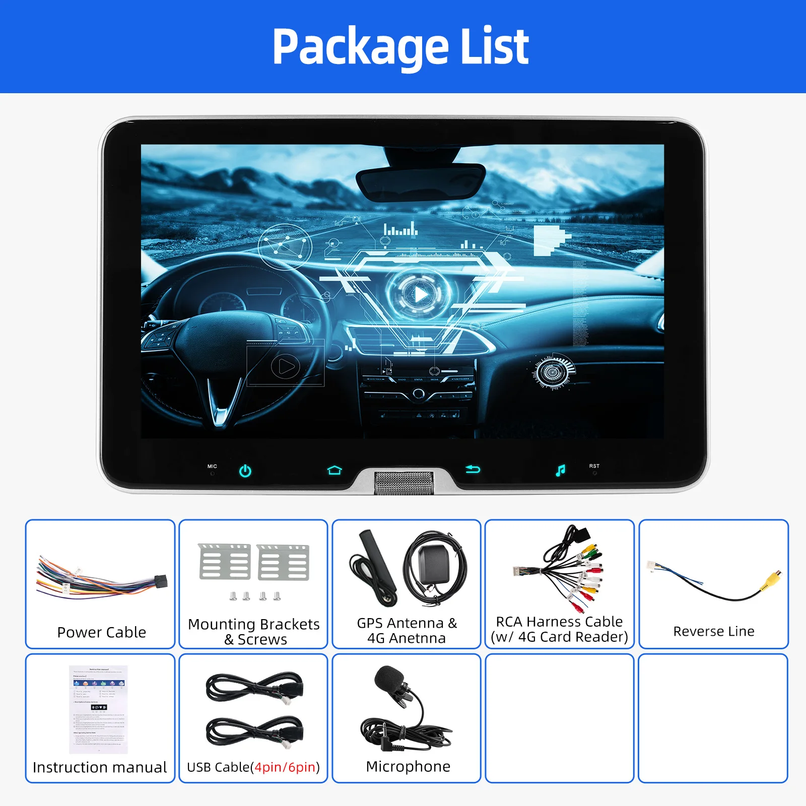 ESSGOO Autoradio Android 15 10.1" 4+64 GB / 6+128 GB Wireless CarPlay Drehbarer Bildschirm 360° GPS Navigation FM RDS Bluetooth WiFi Scrollen Mikrofon Mirror Link Lenkradsteuerung Android Auto Touchscreen AUX – Detail 23