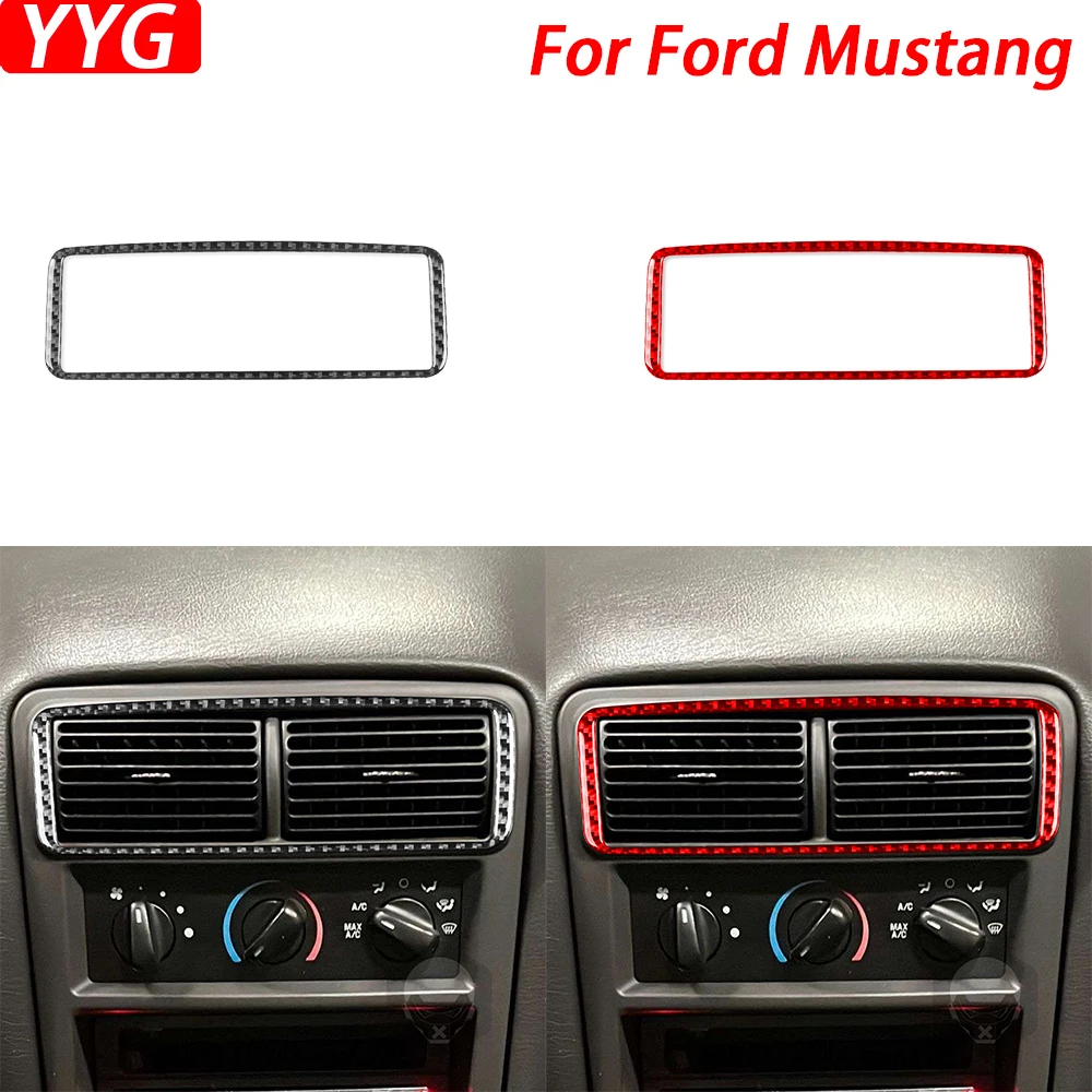

Панель центрального кондиционирования воздуха для Ford Mustang 2001-2004 из углеродного волокна, декоративная крышка, аксессуары для интерьера автомобиля, наклейка