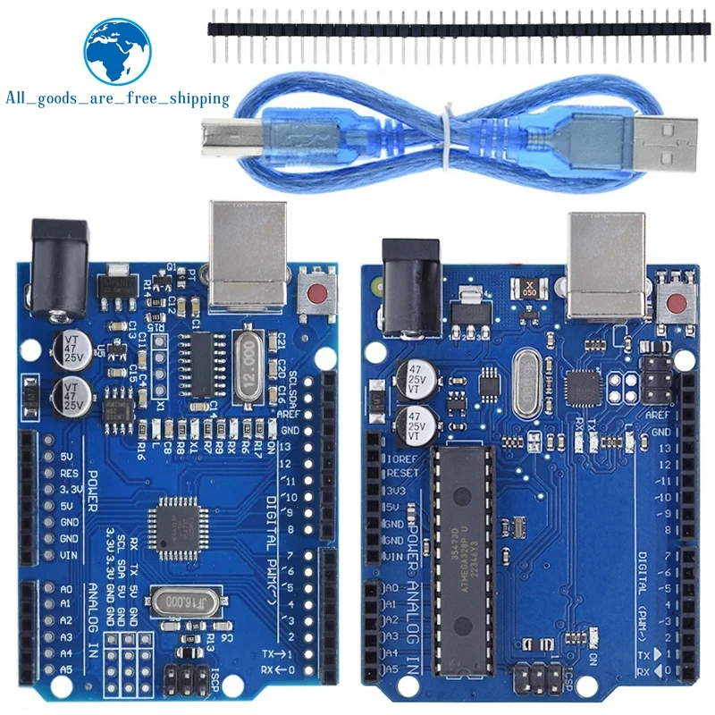 Placa Arduino UNO R3 Compatible - Con ATmega328P Y ATmega16U2, Incluye Cable USB, Ideal Para Proyectos DIY