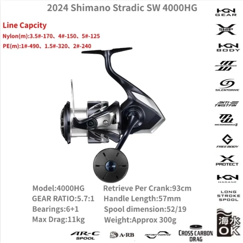 SHIMANO STRADIC SW4000XG　箱説明書有 SHIMANO 2024 STRADIC SW Fishing Reel Spinning Reel 4000 5000 6000