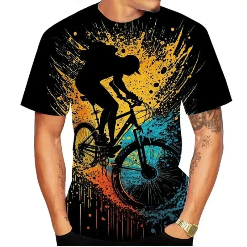 3D Printed Cool Bicycle T Shirt For Men Outdoor Cycling Pattern